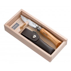 N°08 VRI pocket knife OPINEL Luxury Olive wood handle with sheath and wooden gift box