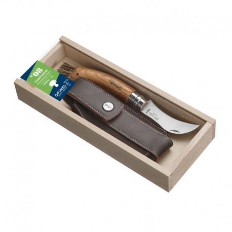 N°08 VRI pocket knife OPINEL Mushroom with bristle brush, sheath and wooden box